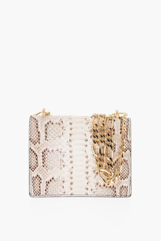 python leather mini bag with golden embossed logo