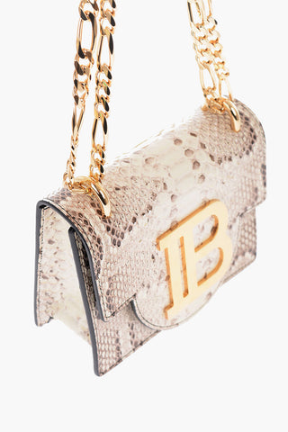 python leather mini bag with golden embossed logo