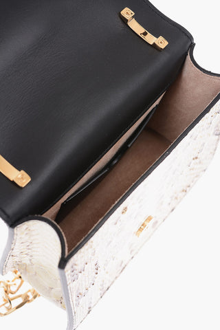 python leather mini bag with golden embossed logo
