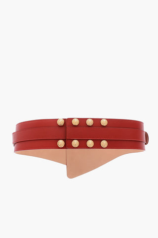 90mm leather High Waist Belt with Decorative Buttons