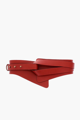90mm leather High Waist Belt with Decorative Buttons