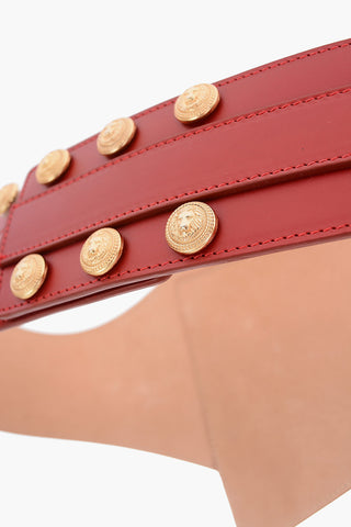 90mm leather High Waist Belt with Decorative Buttons