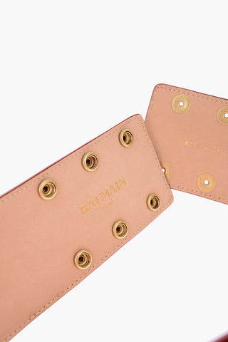 90mm leather High Waist Belt with Decorative Buttons