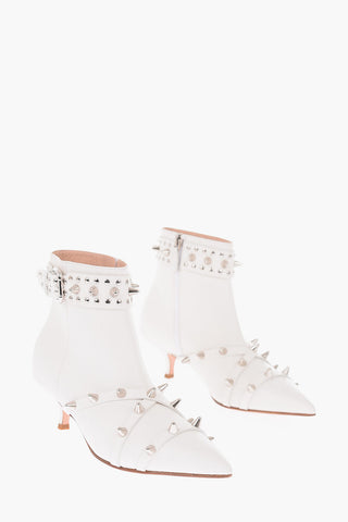 6cm leather ankle boots with studs and zip closure