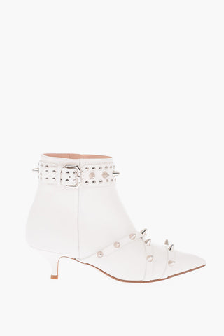 6cm leather ankle boots with studs and zip closure