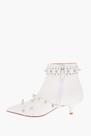 6cm leather ankle boots with studs and zip closure