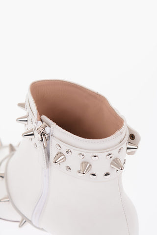 6cm leather ankle boots with studs and zip closure