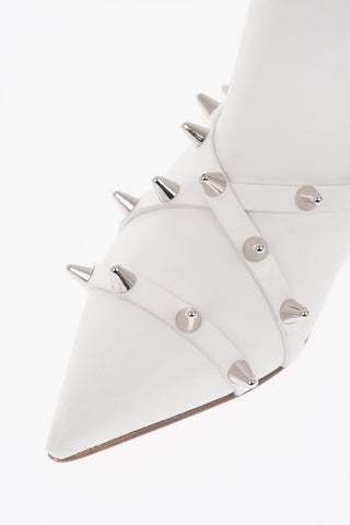 6cm leather ankle boots with studs and zip closure