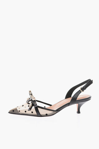 Slingback a pois con fiocco 6cm