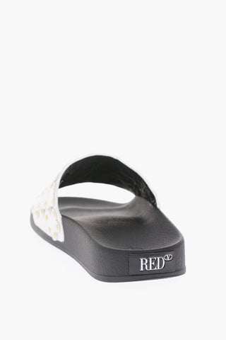 two-tone leather slide with studs