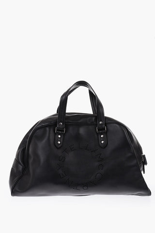 borsa da viaggio in ecopelle con logo traforato