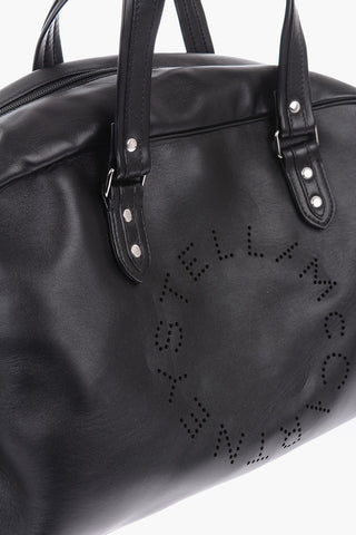 borsa da viaggio in ecopelle con logo traforato