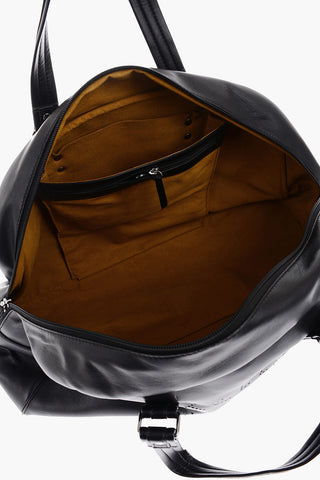 borsa da viaggio in ecopelle con logo traforato