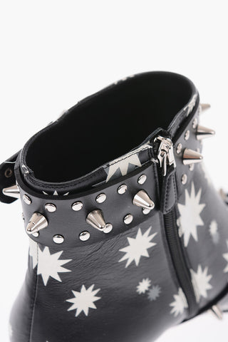 6cm printed leather ankle boots with studs