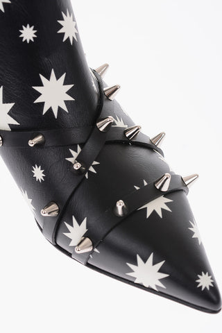 6cm printed leather ankle boots with studs