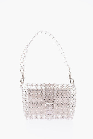 studded pvc shoulder bag with Leather Trimmings