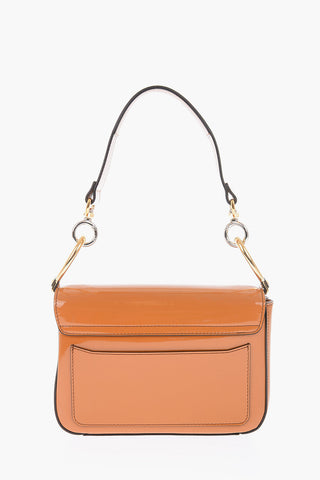 borsa in pelle lucida con tracolla removibile