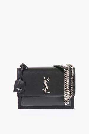 leather bag with chain shoulder strap