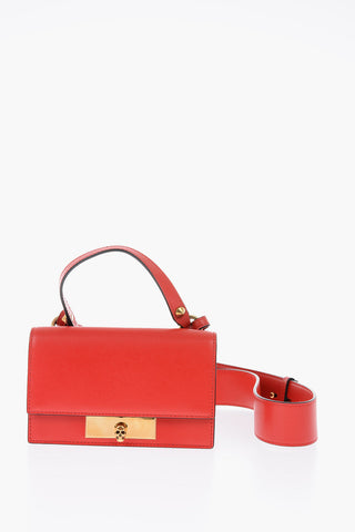 Leather MINI SKULL LOCK Crossbody Bag with Outer Pocket