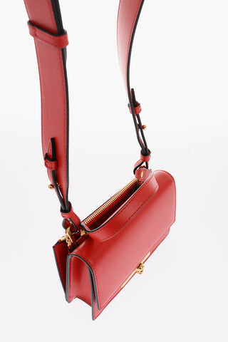Leather MINI SKULL LOCK Crossbody Bag with Outer Pocket