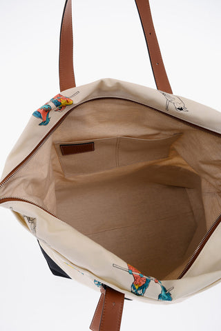 PAULA'S IBIZA Parrots Printed Cavans Tote Bag