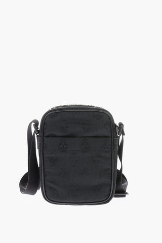 Mini Borsa Messenger BIKER SKULL in Tessuto con Teschi Jacquard