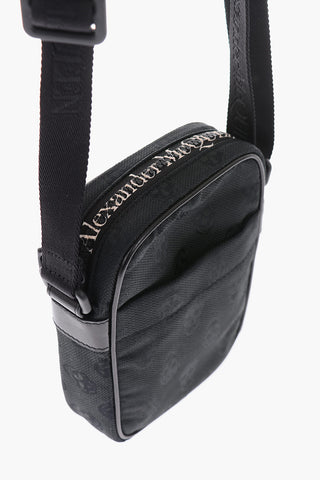 Mini Borsa Messenger BIKER SKULL in Tessuto con Teschi Jacquard