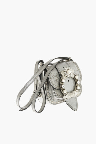 Jewel Buckle DAHALIA Lamè Leather Crossbody Bag