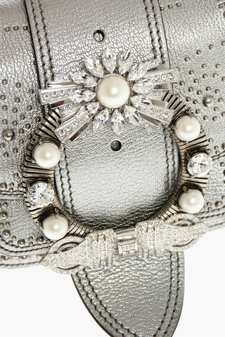 Jewel Buckle DAHALIA Lamè Leather Crossbody Bag