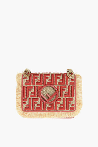 Embroidered Raffia KAN Shoulder Bag