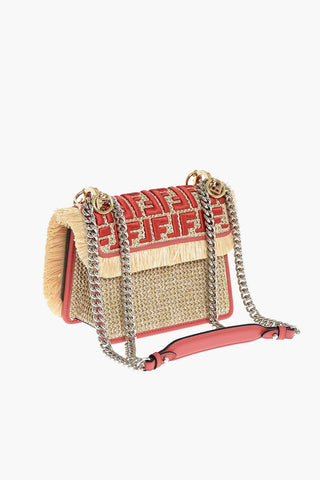 Embroidered Raffia KAN Shoulder Bag