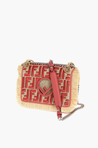 Embroidered Raffia KAN Shoulder Bag