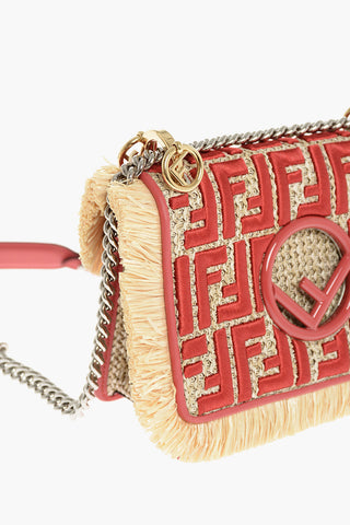 Embroidered Raffia KAN Shoulder Bag