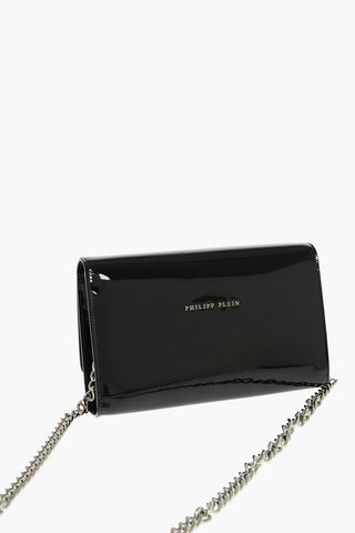 patent leather CIUDADELA clutch with chain shoulder strap