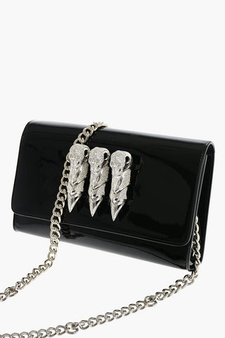 patent leather CIUDADELA clutch with chain shoulder strap