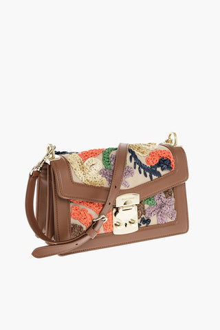 Borsa a Mano CONFIDENTIAL con Ricamo e Manico in Bamboo
