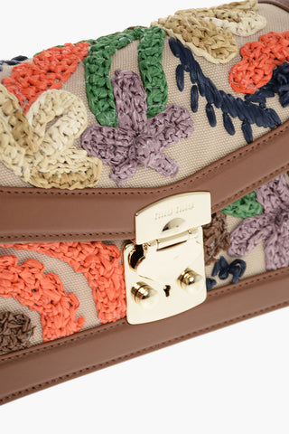 Borsa a Mano CONFIDENTIAL con Ricamo e Manico in Bamboo