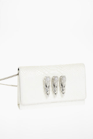 Crocodile Effect Leather Clutch with Claw Rings