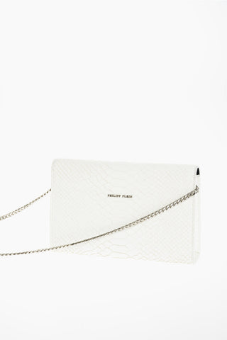 Crocodile Effect Leather Clutch with Claw Rings