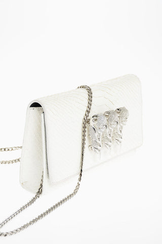 Crocodile Effect Leather Clutch with Claw Rings