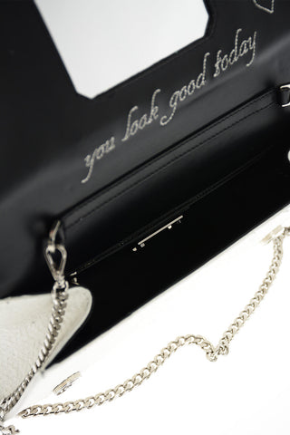 Crocodile Effect Leather Clutch with Claw Rings