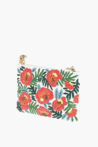 Bamboo Handle Embroidered Canvas Hand Bag