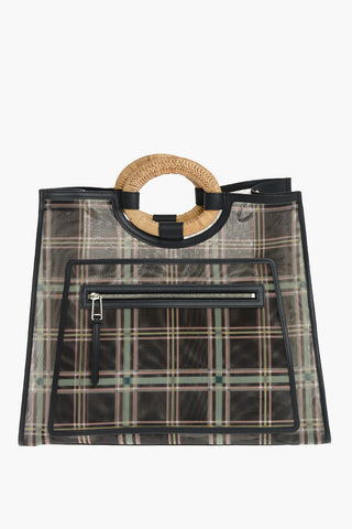 Wicker Handle RUNAWAY Tartan Shopping Bag