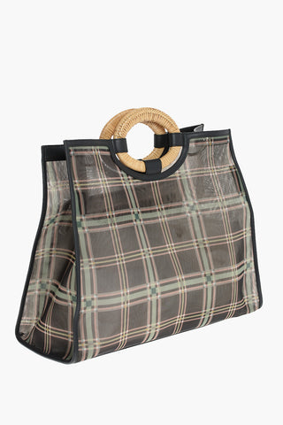 Wicker Handle RUNAWAY Tartan Shopping Bag