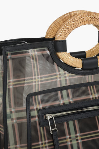 Wicker Handle RUNAWAY Tartan Shopping Bag