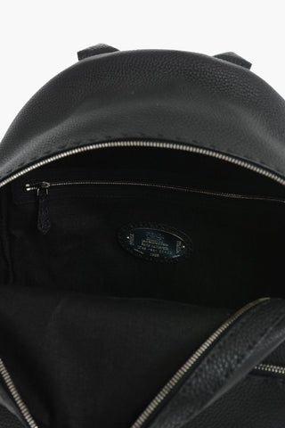 Zaino in Pelle Martellata con Tasca Frontale