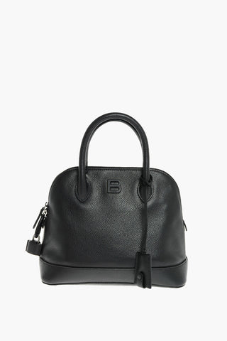 Borsa a Mano B in Pelle Martellata con Lucchetto e Tracolla