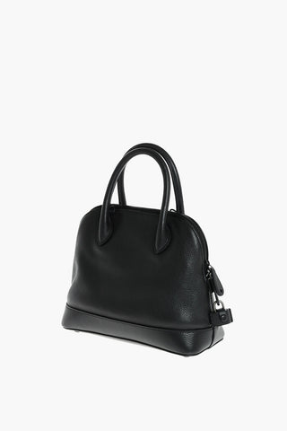 Borsa a Mano B in Pelle Martellata con Lucchetto e Tracolla