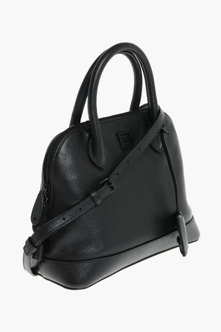 Borsa a Mano B in Pelle Martellata con Lucchetto e Tracolla
