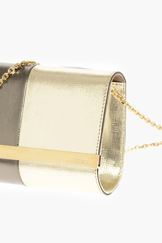 Two Tone RUSH Lamè Leather Clutch